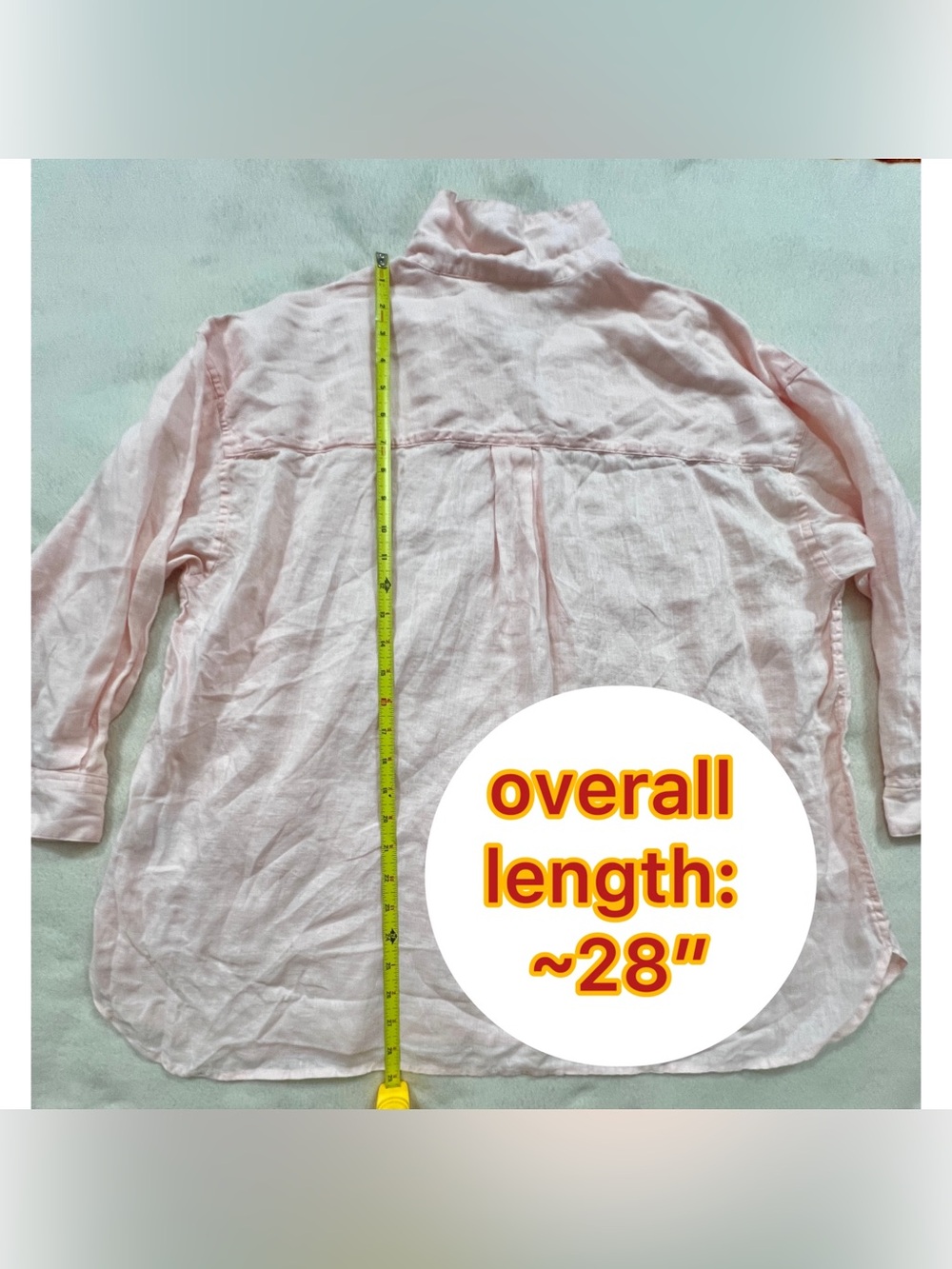 Uniqlo Light Pink V-Neck Linen Blouse Long Sleeve Shirt US Women’s XL - Picture 4 of 8